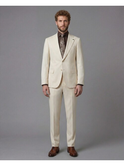 White Notch Lapel Comfort Fit Suit
