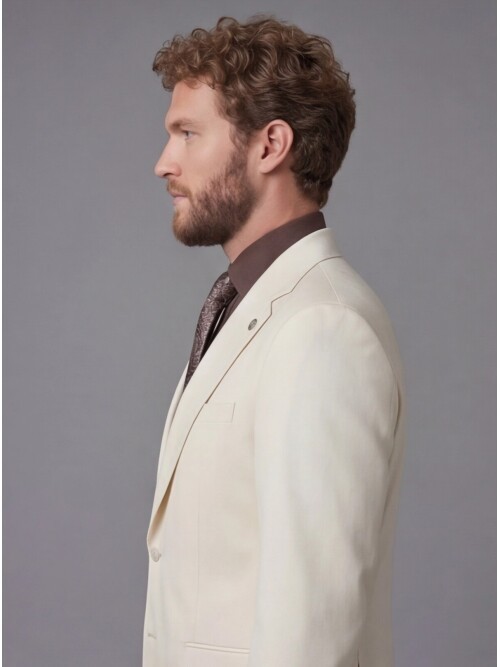 White Notch Lapel Comfort Fit Suit