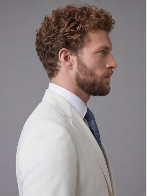 Beyaz Mono Yaka Slim Fit 2 Düğme Takım Elbise