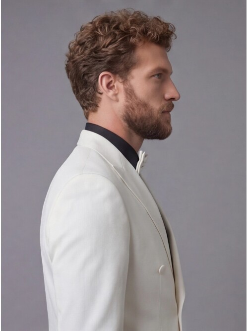 White Peak Lapel Double-Breasted Blazer & Black Trousers Combination Suit