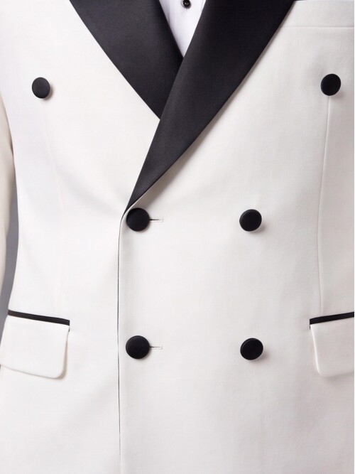 White Peak Lapel Double-Breasted Slim Fit Tuxedo