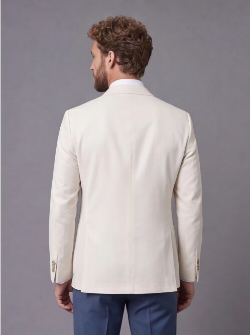 Beyaz Sivri Yaka Slim Fit Kombinli Erkek Takım Elbise