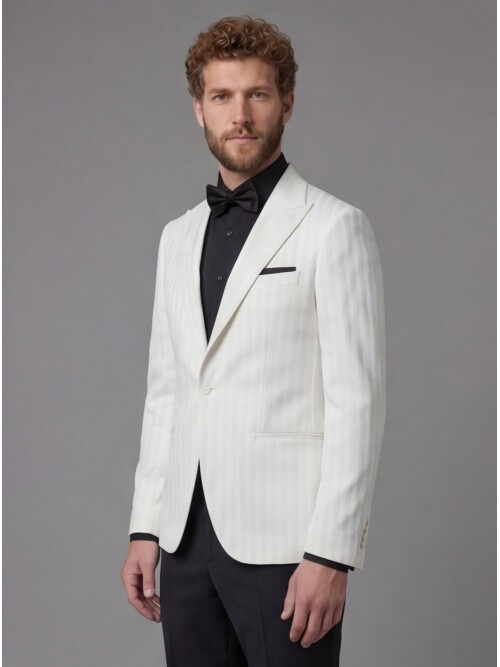 White Peak Lapel One-Button Slim Fit Tuxedo