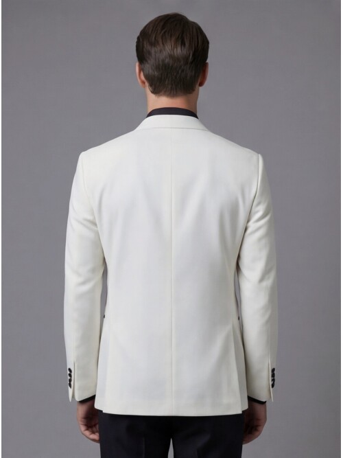 Beyaz Sivri Yaka Yelekli Damatlık