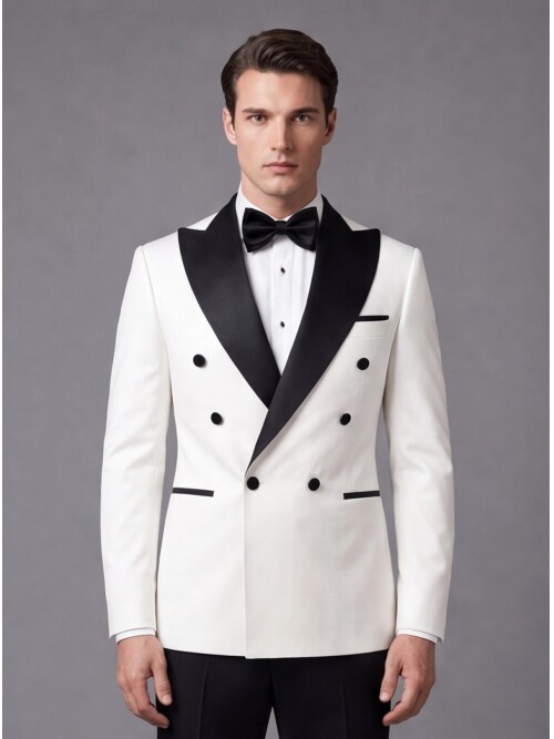 White Slim Fit Double Breasted Tuxedo