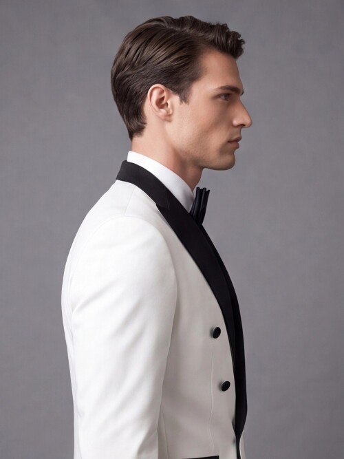 White Slim Fit Double Breasted Tuxedo