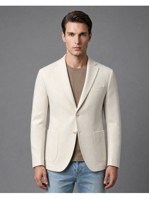 White Slim Fit Single Breasted Patch Pocket Blazer