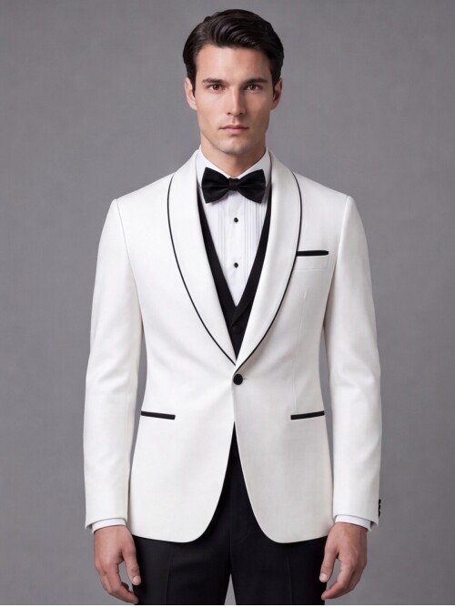 White Slim Fit Shawl Lapel One Button Tuxedo
