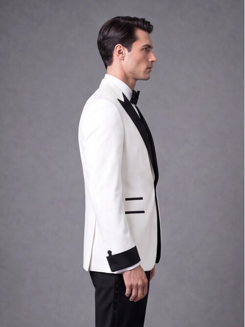 White Slim Fit Peak Lapel Single Button Tuxedo