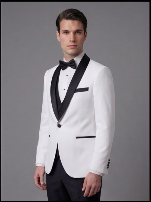 White Three-Piece Tuxedo