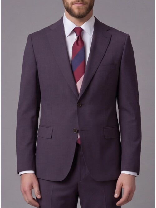 Bordo Mono Yaka Comfort Fit 2 Düğmeli Takım Elbise