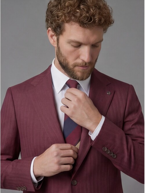Burgundy Notch Lapel Comfort Fit Suit