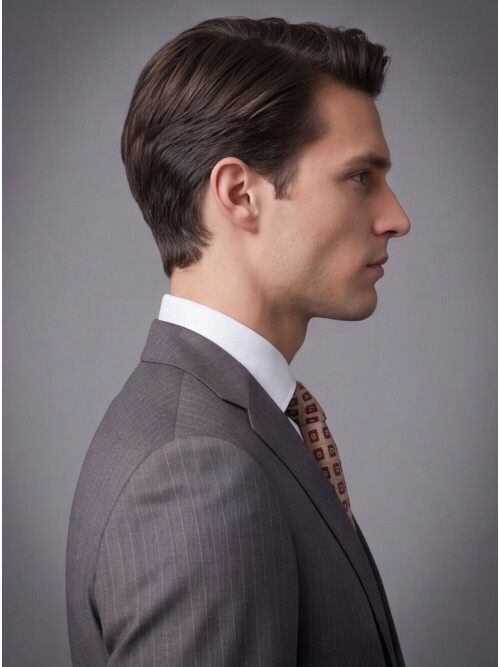 Füme Yünlü Mono Yaka Regular Fit 2 Düğme Takım Elbise