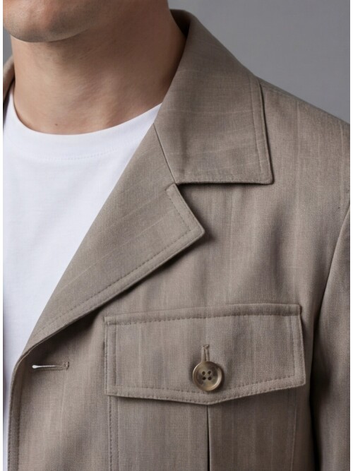 Beige Comfort Fit Unlined Safari Sport Suit