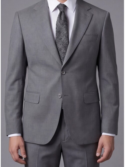 Gri Mono Yaka İki Düğmeli Slim Fit Takım Elbise