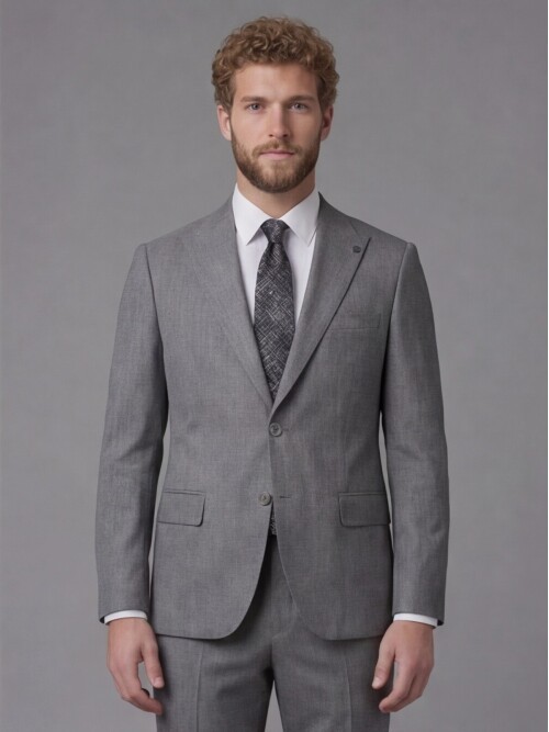 Grey Peak Lapel Comfort Fit Mens Suit