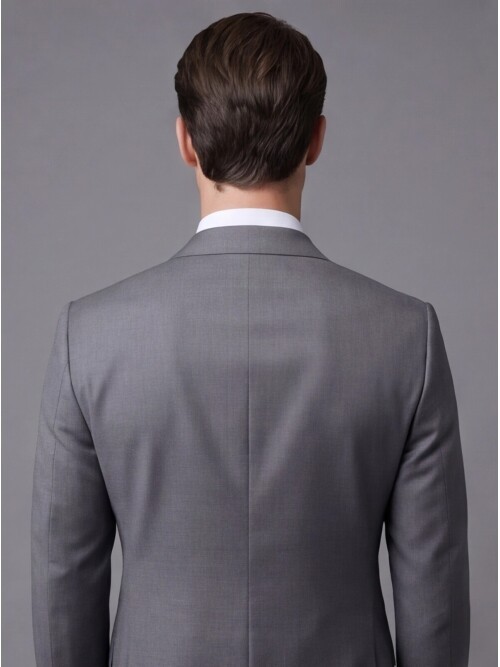 Gri Yünlü Sivri Yaka Comfort Fit Takım Elbise