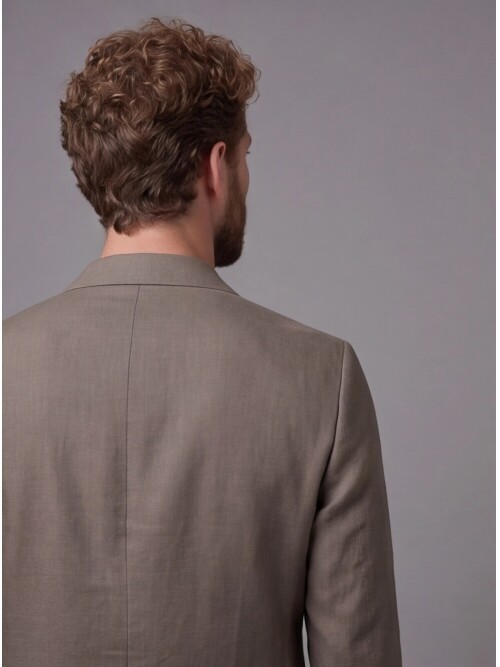 Haki Mono Yaka Slim Fit Torba Cep 2 Düğme Takım Elbise