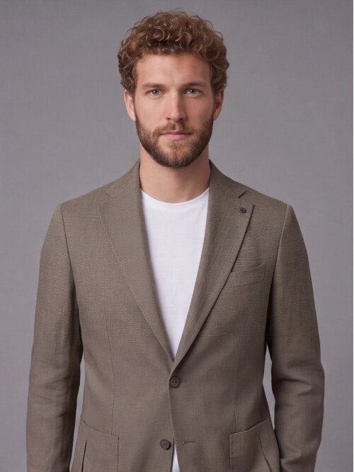 Haki Mono Yaka Slim Fit Torba Cep 2 Düğme Takım Elbise