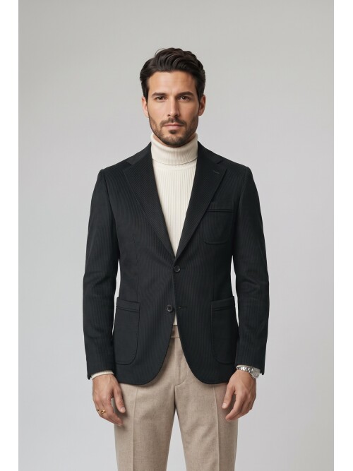 Velvet Notch Lapel Slim Fit Jacket