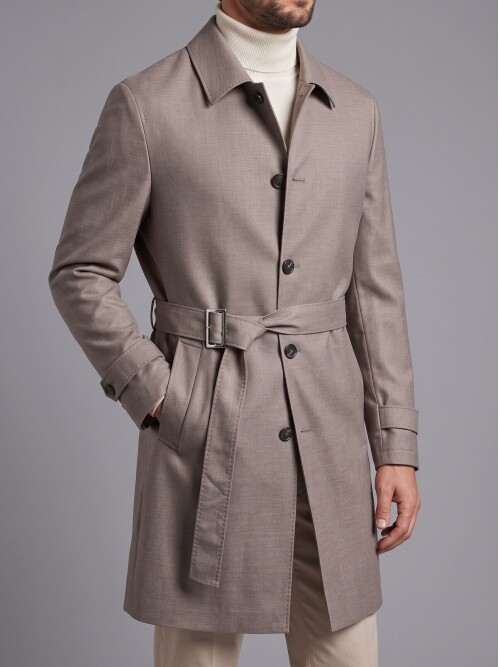 Brown Belted Mens Trench Coat