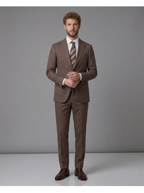 Brown Notch Lapel Comfort Fit Suit