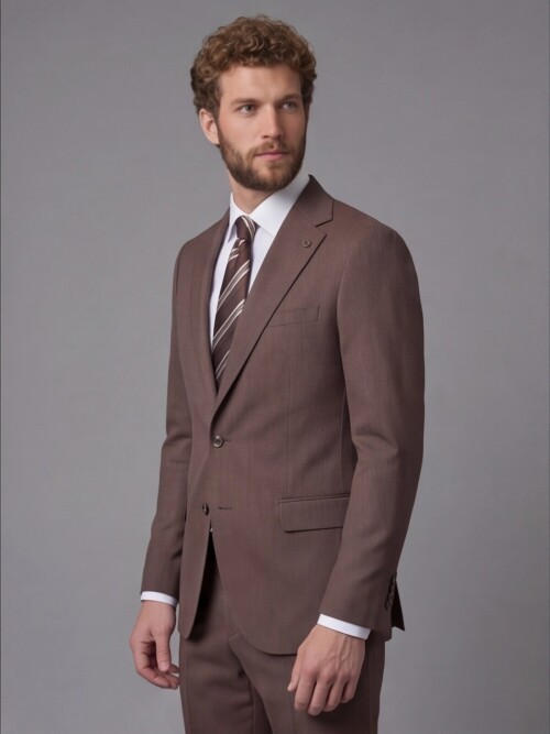 Brown Notch Lapel Comfort Fit Suit