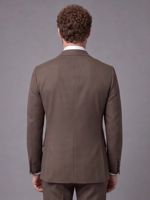 Brown Slim-Fit 2-Button Suit with Notch Lapel