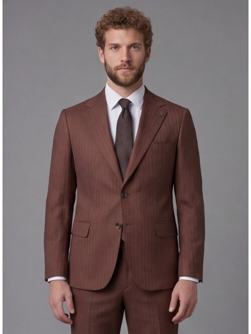 Terracotta Notch Lapel Comfort Fit Suit