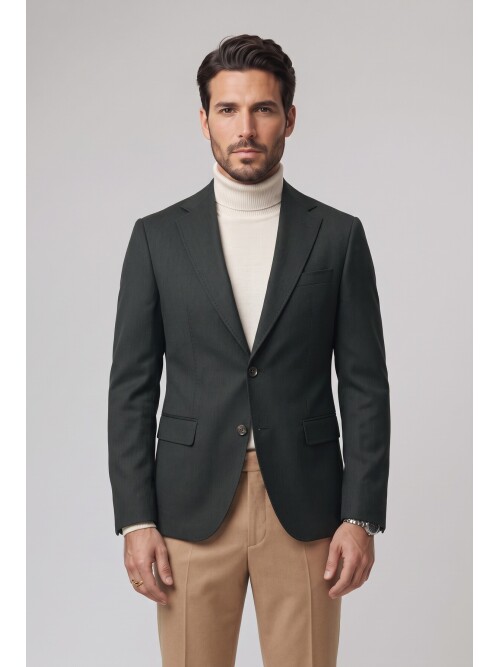 Dark Grey Peak Lapel Comfort Fit Jacket