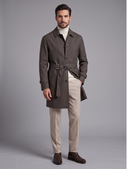 Dark Brown Shirt Collar Oversize Trench Coat