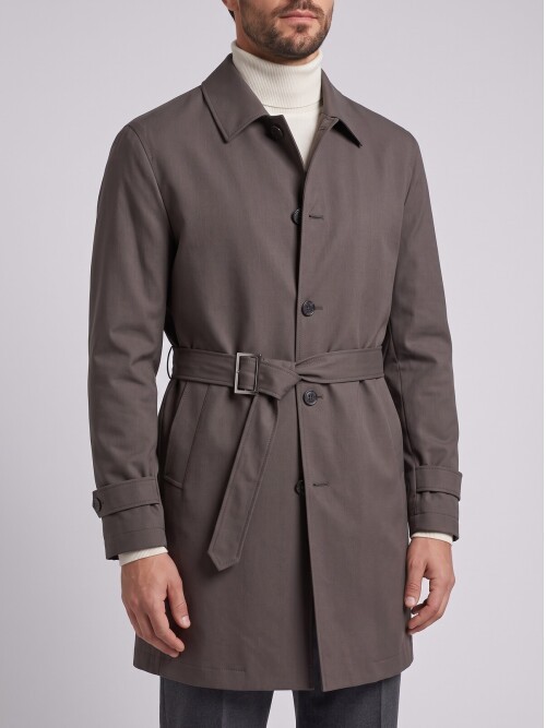 Dark Brown Shirt Collar Oversize Trench Coat