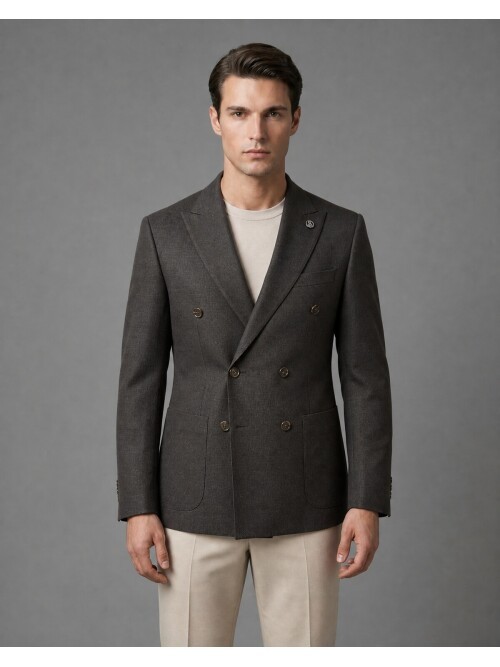 Dark Brown Double Breasted Blazer