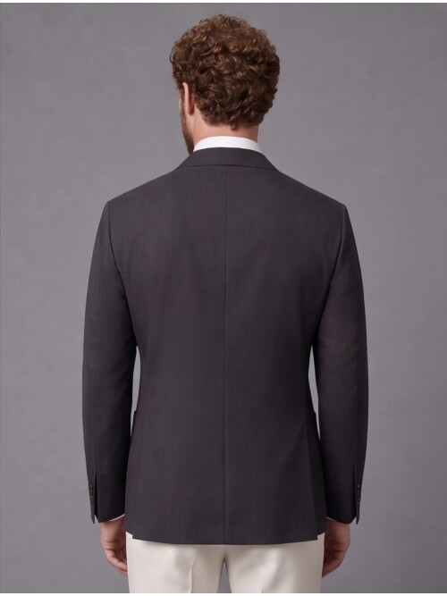 Koyu Kahverengi Kruvaze Ceket Bej Pantolon Kombinli Slim Fit Takım Elbise