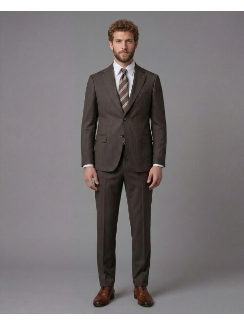 Dark Brown Notch Lapel Comfort Fit Suit
