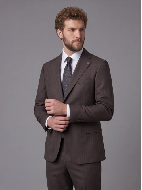 Dark Brown Notch Lapel Comfort Fit Suit