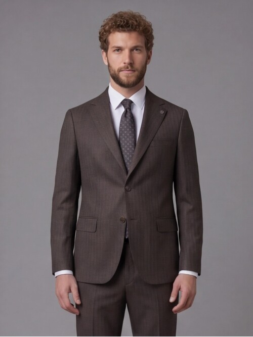 Dark Brown Notch Lapel Comfort Fit Suit