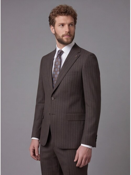 Dark Brown Notch Lapel Comfort Fit Suit