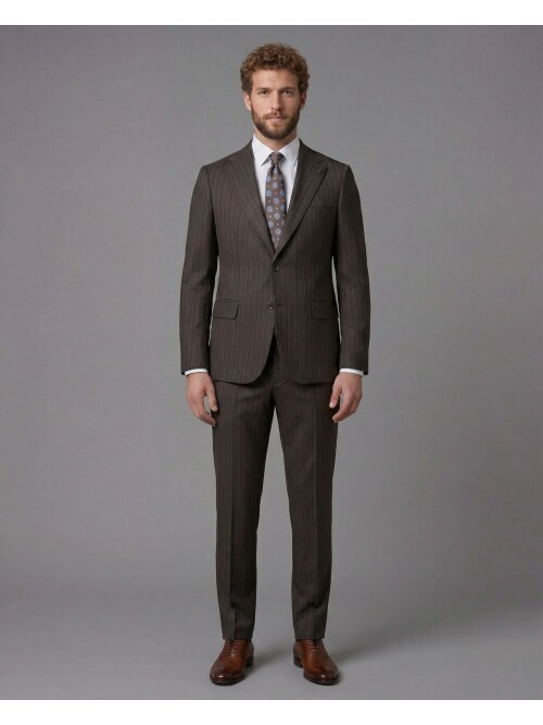 Dark Brown Notch Lapel Comfort Fit Suit