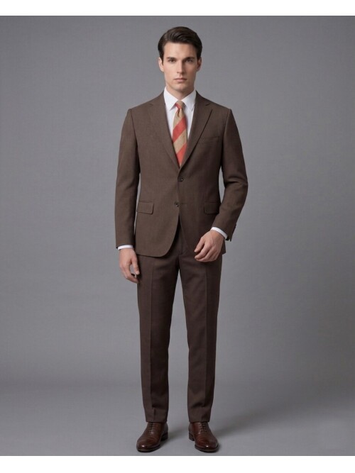 Dark Brown Notch Lapel Comfort Fit Performance Suit