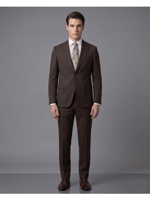 Dark Brown Notch Lapel Comfort Fit Performance Suit