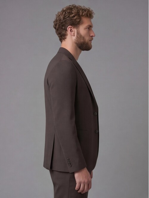 Dark Brown Notch Lapel Comfort Fit Suit with Patch Pockets