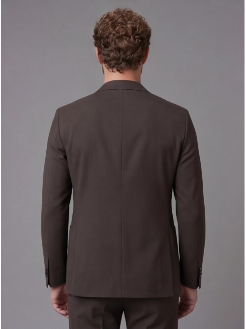 Dark Brown Notch Lapel Comfort Fit Suit with Patch Pockets