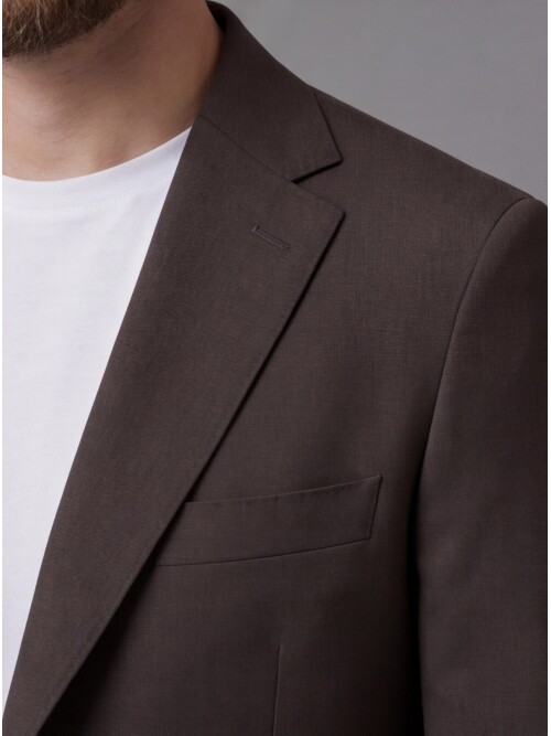 Dark Brown Notch Lapel Comfort Fit Suit with Patch Pockets