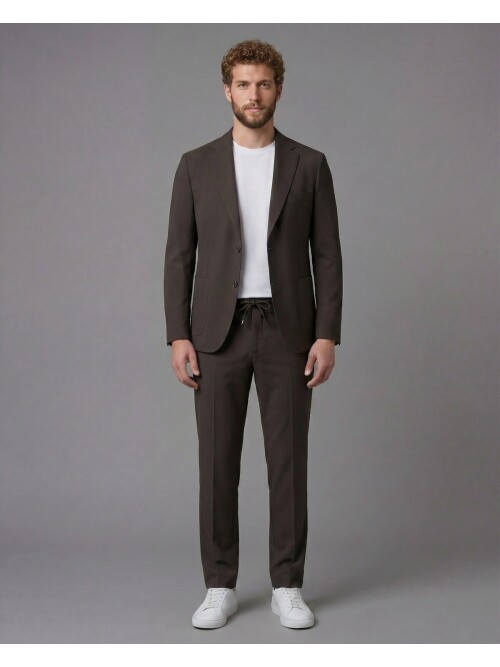 Dark Brown Notch Lapel Comfort Fit Suit with Patch Pockets