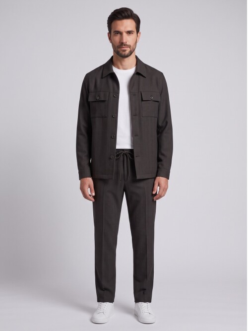 Dark Brown Safari Jacket & Trousers Mens Set