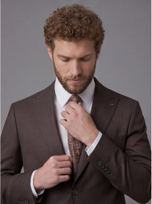 Dark Brown Peak Lapel Comfort Fit Fully Lined Suit