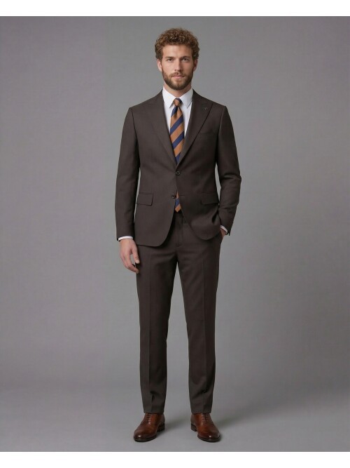 Dark Brown Peak Lapel Comfort Fit Fully Lined Suit