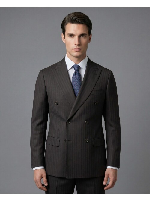 Dark Brown Peak Lapel Double-Breasted Suit