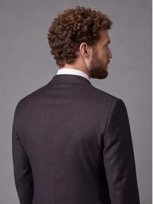 Koyu Kahverengi Sivri Yaka Slim Fit Kombinli Erkek Takım Elbise